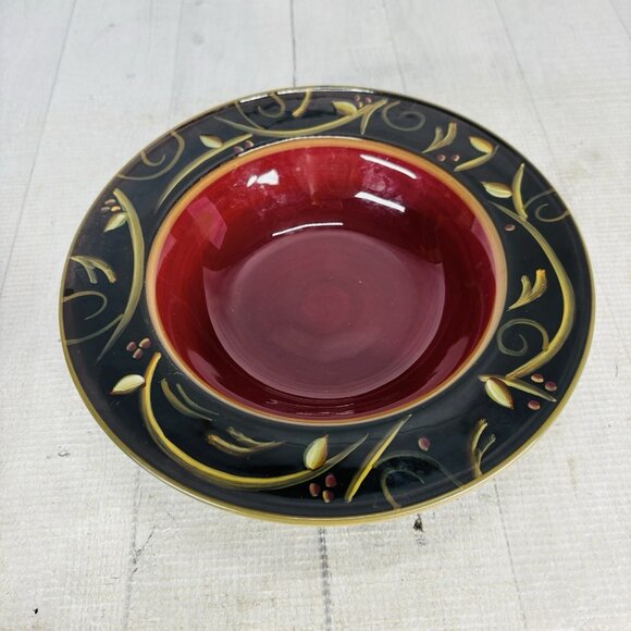 2003 Deb Hrabik For Demdaco CHOCOLATE BERRIES Ceramic Large Rim Soup Bowls Set 4 - Picture 6 of 16